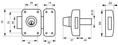 Verrou de porte d'entrée vitrée Apache à cylindre double entrée 60 mm doré 3 clés THIRARD