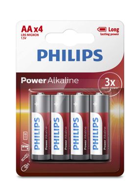 Piles alcalines LR6 (AA) par 4 - Power Alkaline PHILIPS
