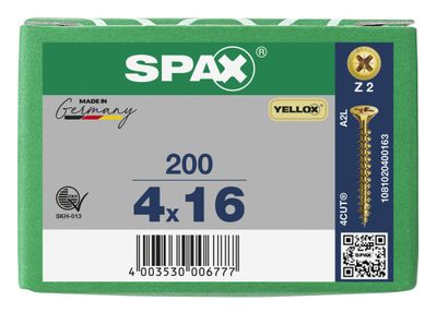 Vis tête fraisée PZ 4 x 16 mm par 200 SPAX