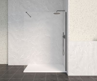Paroi de douche à l'italienne 140x200 cm profilé noir verre transparent 8 mm Signature - OCEA
