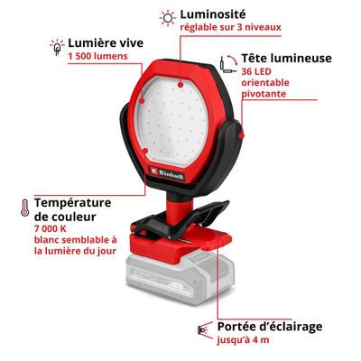 Lampe PXC sans fil sans batterie GC-OL18/1500 - EINHELL