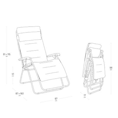 Fauteuil relax matelassé zéro gravité noir acier RSX CLIP -LAFUMA