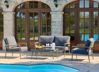 Salon de jardin MANON aluminium graphite 4 places avec coussins - PROLOISIRS