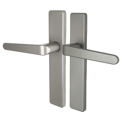 Poignées de porte sur plaques sans trou double entraxe Celio gris ALPERTEC