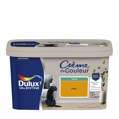Peinture crème de couleur Miel Satin 2,5 L - DULUX VALENTINE