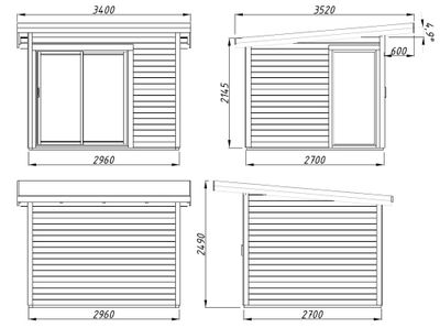 Studio de jardin en bois Andrea avec baie double vitrage -  12 m² hors-tout - Livraison à domicile incluse - PALMAKO