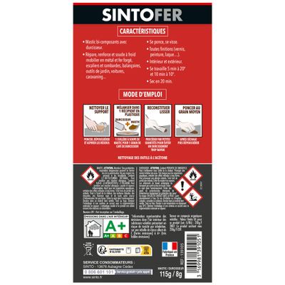 Mastic Standard Répare Métal 115 gr SINTOFER