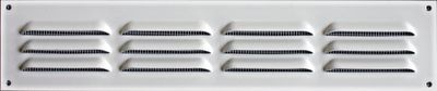 Grille d'aération métallique blanche à persiennes aluminium avec moustiquaire 240 x 50 mm AUTOGYRE