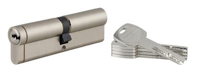 Cylindre de serrure double entrée débrayable 50 x 60 mm Transit 1 haute sécurité nickelé 5 clés longues THIRARD