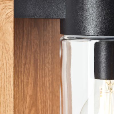 Borne extérieur E27 55cm Cabar bois et noir IP44 40W - BRILLIANT