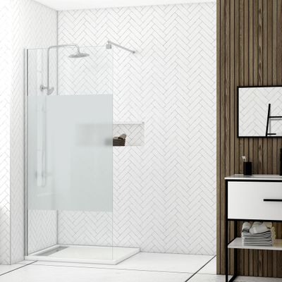 Paroi de douche à l'italienne 100x200 cm profilé chrome verre dépoli 8 mm Parma - AURLANE
