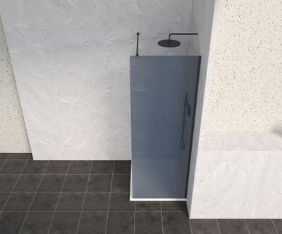Paroi de douche à l'italienne 70x200 cm profilé noir verre fumé 8 mm Signature - OCEA