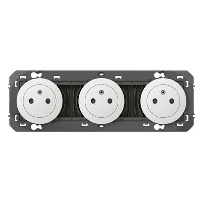 Prise électrique triple encastrable affleurante avec terre Blanc - Dooxie LEGRAND