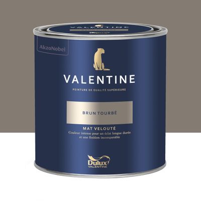 Peinture Valentine Mat Velouté Brun Tourbé 0,5 L - DULUX VALENTINE
