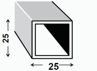 TUBE CARRE ACIER PAF 25X25X1,5MM 1M CQFD