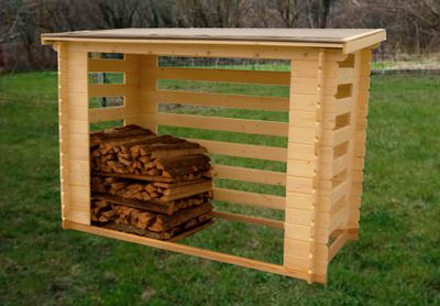 Abri range-bûches fermé en madriers grand volume 4 stères de bois 1,90 m², Livraison à domicile incluse - HABRITA