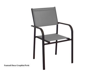 Fauteuil de jardin DUCA aluminium et textilène gris perle - PROLOISIRS