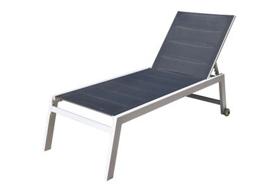 Bain de soleil aluminium blanc et textilène gris HIBISCUS - GIVEX