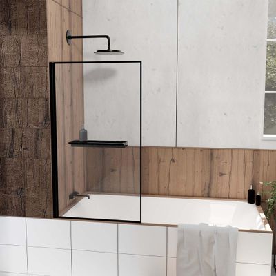 Pare-baignoire rabattable avec profilés noir mat 130x75 cm Dark Edge AURLANE