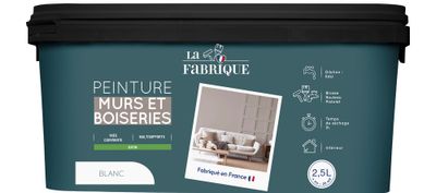 Peinture mur et boiserie Blanc satin 2,5 L - LA FABRIQUE