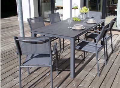 Fauteuil de jardin DUCA aluminium et textilène graphite gris - PROLOISIRS