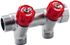 Distributeur mâle femelle 20/27 (3/4) avec 2 départs 15/21 (1/2) + vannes rouges