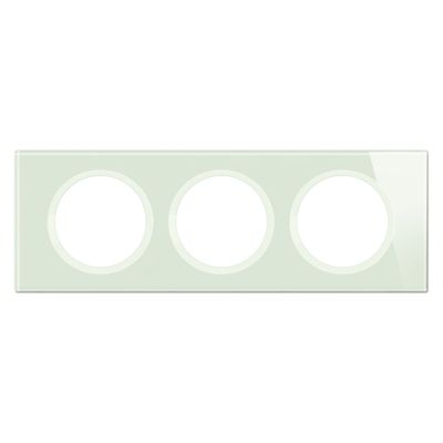 Plaque de finition 3 postes Verre opale blanc - Céliane LEGRAND
