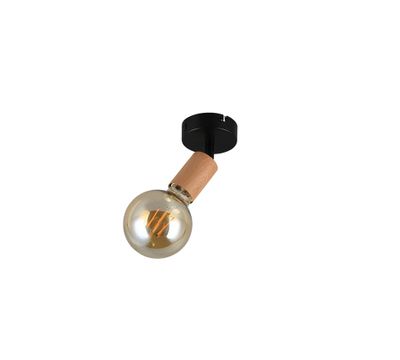 Spot E27 Lamego noir et bois 10W - REALITY