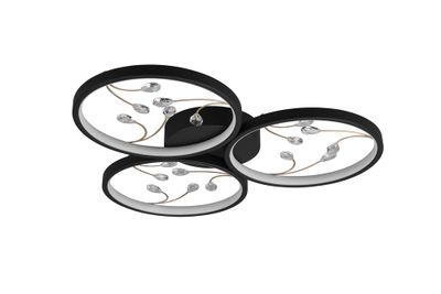 Plafonnier LED Groovy noir 3600 lumens blanc chaud - TRIO