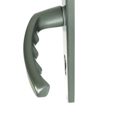 Poignées de porte sur plaques à cylindre Beverly aluminium gris inox ALPERTEC
