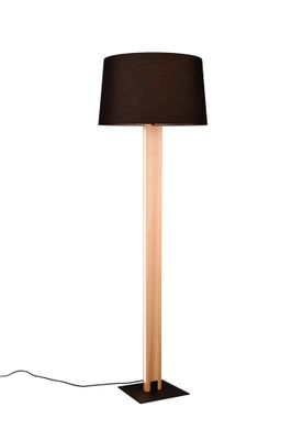 Lampadaire E27 + LED Rahul noir et bois 40W - TRIO