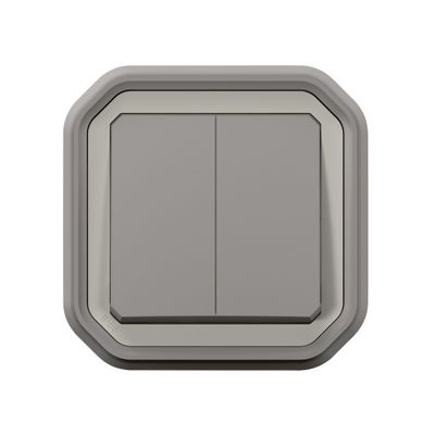 Double interrupteur va-et-vient ou poussoir étanche IP55 encastrable Gris - Plexo LEGRAND