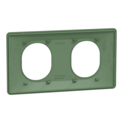 Plaque de finition 2 postes horizontal vert fôret - Ovalis SCHNEIDER ELECTRIC
