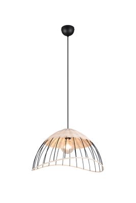 Suspension E27 Sandrine noir et rotin 28W - CASALUM
