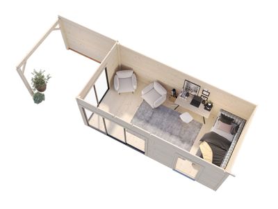 Studio de jardin en bois avec pergola 7,9m² Andréa - 37 m² hors-tout - Livraison à domicile - PALMAKO