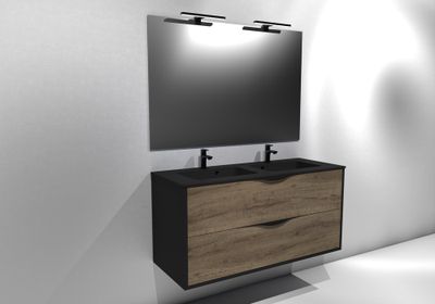 Meuble de salle de bains Frenchart 2 portes L120 x H56 x P47 cm panneau de particules noir et pitaya - CONCILIO