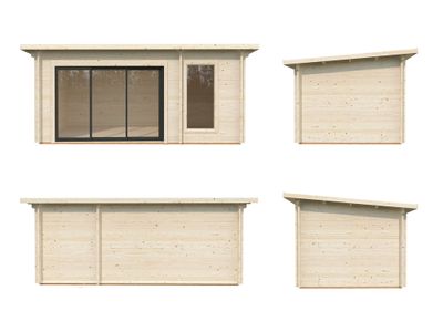 Sauna extérieur Palmako Sanna avec studio et baie simple vitrage -  18,3 m² - PALMAKO