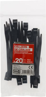 Colliers de serrage 6 x 114 mm noir par 20