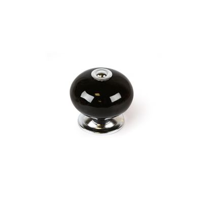 Bouton de meuble boule porcelaine acier noir diamètre 40 mm REI