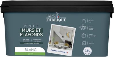 Peinture murs et plafonds blanc satin 2,5 L - LA FABRIQUE