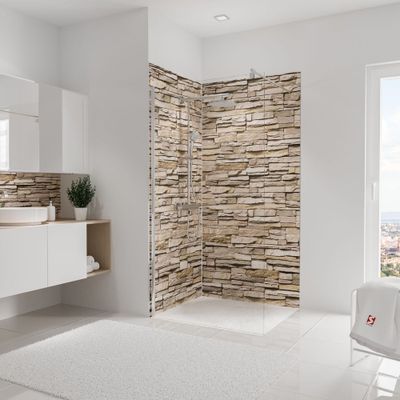 Panneaux muraux de douche 100+100x210 cm parement clair DécoDesign Décor - SCHULTE