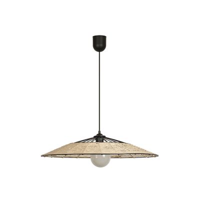 Suspension E27 15W Ø55 cm métal noir et corde tressée - Mahina COREP