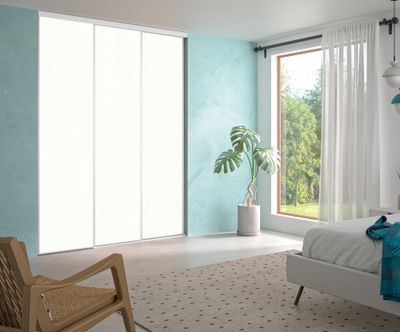 Portes de placard coulissantes blanc veiné 3 vantaux H 2,50 m x L 1,80 m OPTIMUM