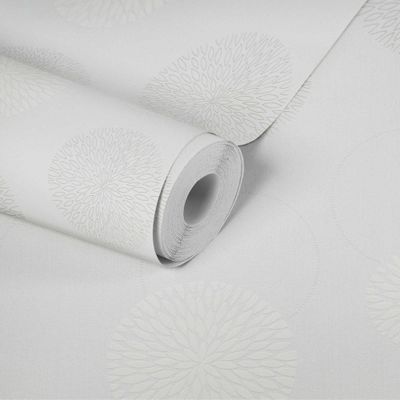 Papier peint expansé sur intissé fleurs bulles blanc 53 cm x 10 m AS CREATION