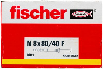 Chevilles à clou N-F 8 x 80 mm par 100 FISCHER