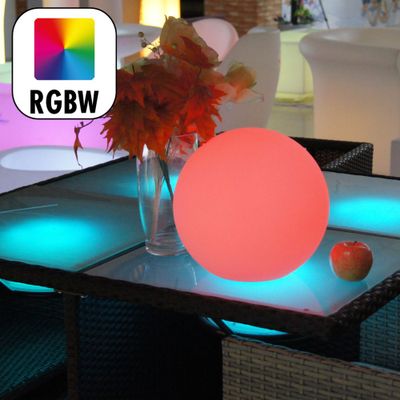 Boule lumineuse solaire LED Ø25 cm détecteur crépusculaire blanc IP67 200 lumens RGBW - GROUPE DDC