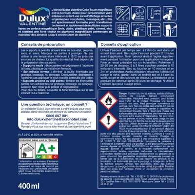 Bombe de peinture Color Touch magnétique gris 400 mL - DULUX VALENTINE