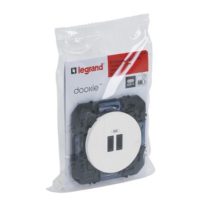 Prise encastrable double USB-C Blanc - Dooxie LEGRAND