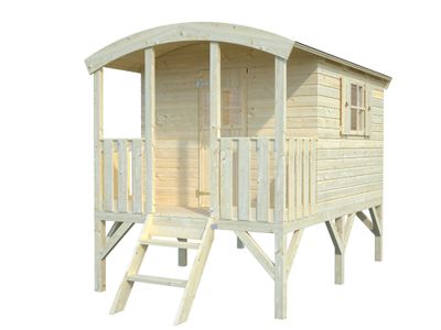 Cabane enfant sur pilotis en bois Huck - design wagon - 3,3 m² - Livraison à domicile incluse - PALMAKO