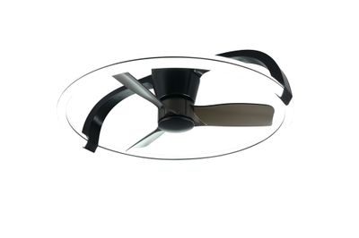 Ventilateur de plafond design avec lumière LED + télécommande Noir Ø90cm - Stockholm REALITY